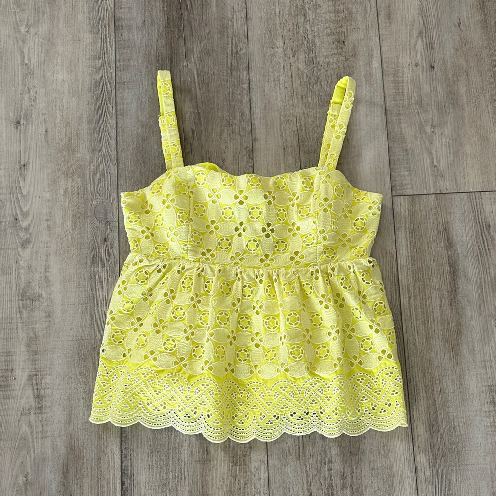 Lilly Pulitzer Bright Yellow Eyelet Strap Top